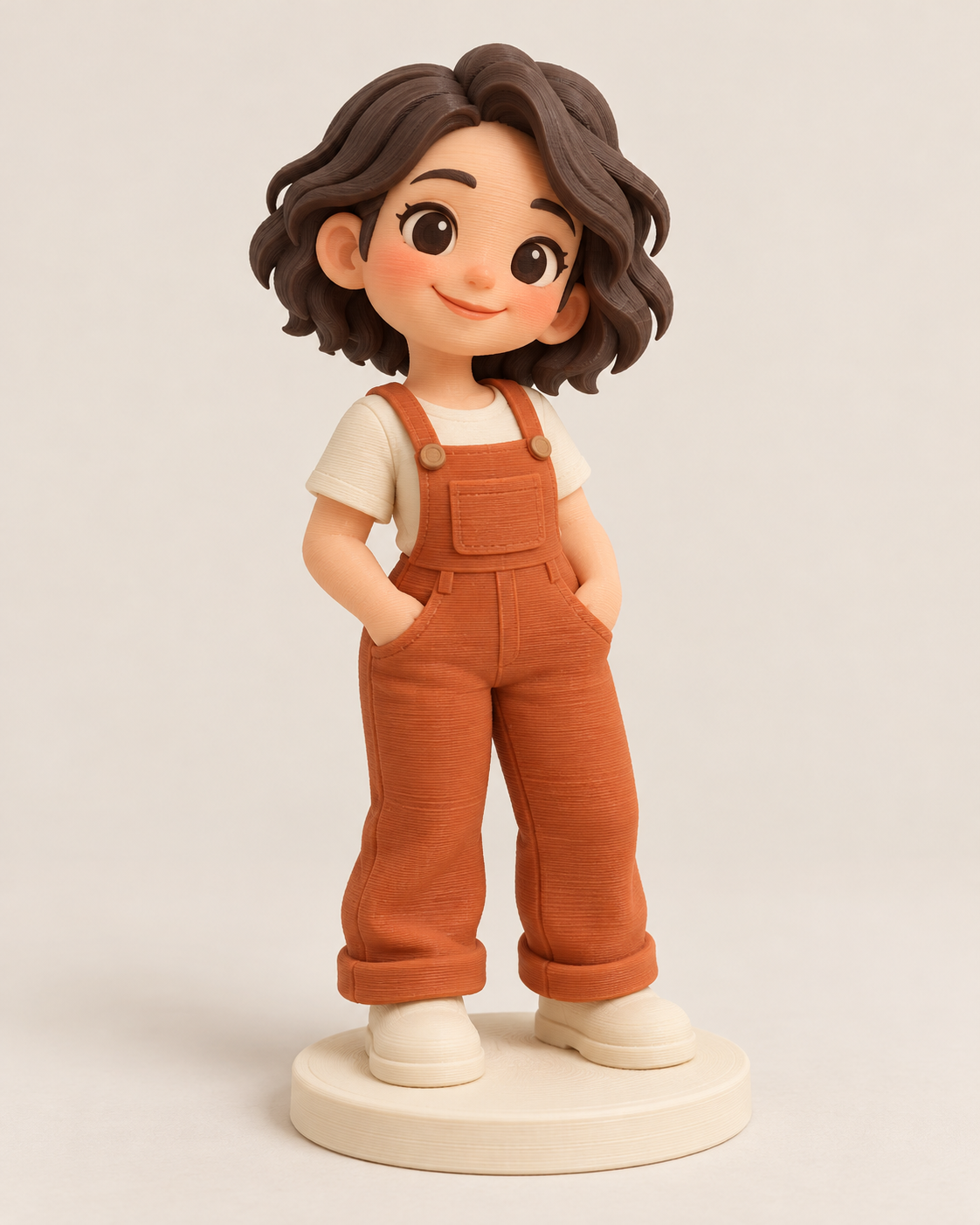 Example four-colour cartoon figurine with orange overalls